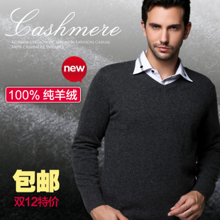 2014新款男式羊绒衫针织衫毛衣 V领针织羊绒衫 100%山羊绒衫 正品