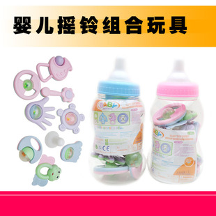 宝宝玩具批发 启蒙 婴幼儿摇铃 8组合件 装奶瓶 装手铃0~3岁