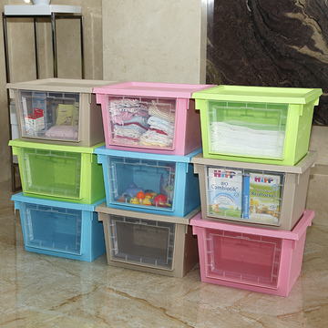 特价雁申塑料收纳箱带透明视窗儿童玩具整理箱双开储物箱收纳箱