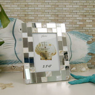 海洋风格家居摆件生日礼物简约贝壳镜片相框木盒子地中海仅限今日