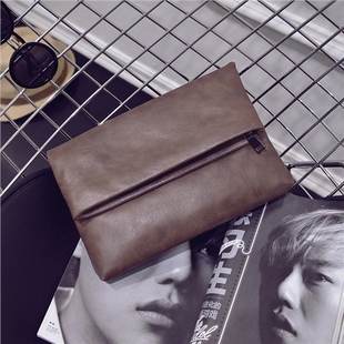 韩版新款手拿包男士欧美时尚潮流折叠钱包英伦青年商务休闲信封包