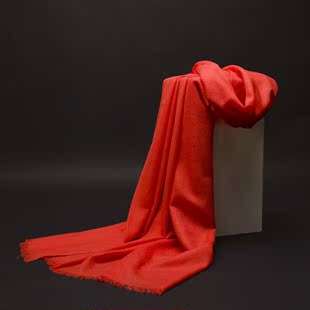 2015围巾女冬纯红色保暖100%羊毛大规格超长英伦风百搭围巾披肩