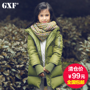 gxf正品儿童羽绒服女童中长款2015新款加厚保暖冬装外套中大童装