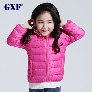 gxf2015新款儿童棉服韩版修身童装薄款男女童保暖外套短款纯色