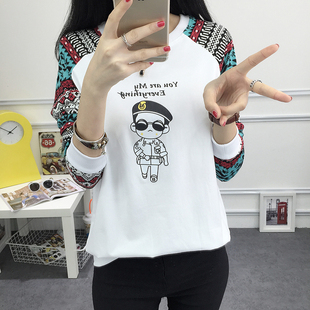 森马女装2016秋装新款韩版女装长袖t恤女卡通学生长袖打底衫上衣