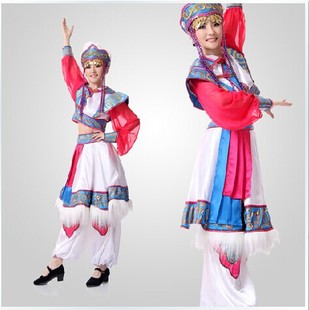 藏服 白色藏族舞蹈演出服女 民族服装 开场裙 蒙古服2015新款特价
