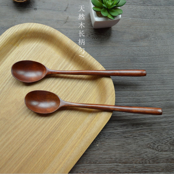 天然木长柄木勺 直柄木勺子 吃饭勺子圆头汤勺 环保便携木质餐具