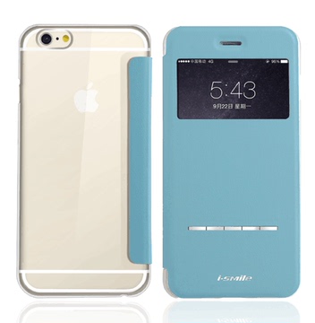 苹果iphone6皮套5.5天窗皮套滑动接通触控休眠手机壳简约手机外套