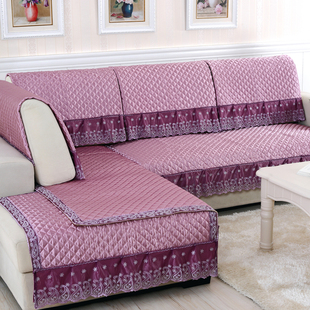 韩式高档四季沙发垫布艺坐垫子纯色组合蕾丝沙发套巾防滑定做贵妃