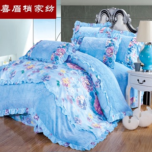 冬季加厚法莱绒四件套 韩版床上用品珊瑚绒被套床单四件套法兰绒