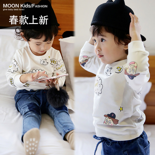 1-2-3-4岁女宝宝卡通卫衣韩版男童套头上衣秋装婴儿童长袖打底衫