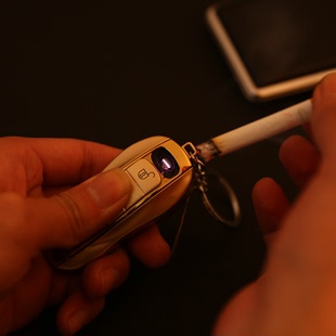 创意保时捷钥匙金属充电打火机防风个性USB电子点烟器 电弧打火机