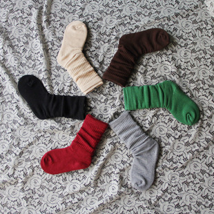 超可爱百搭 韩国最新款纯棉儿童彩色堆堆袜子 宝宝儿童针织中筒袜
