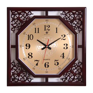 18英寸创意中式方形挂钟客厅大号艺术装饰钟表时尚静音复古石英钟
