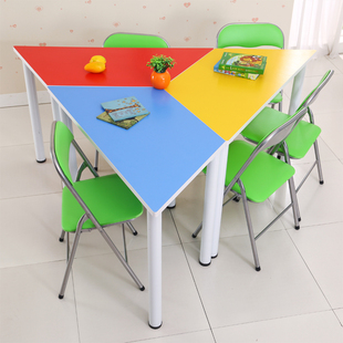 厂家批发直销课桌椅美术桌学校桌椅学生学习桌辅导桌幼儿园梯形桌
