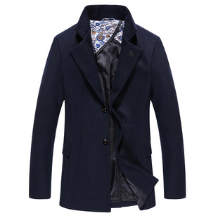 2015冬装新款男士呢子大衣 韩版修身时尚中长款男装商务风衣外套