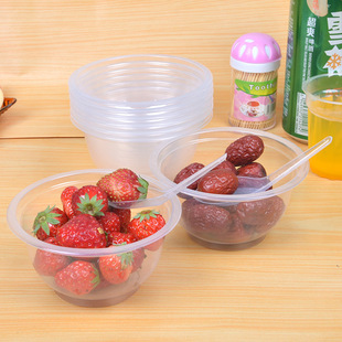 M6-1-4一次性塑料碗冰激凌酸奶汤碗透明圆形打包餐碗餐盒20只价