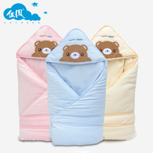 婴儿用品秋冬季加厚童睡袋初生婴幼儿抱被天鹅绒宝宝纯棉可拆包被