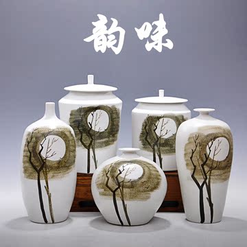 景德镇陶瓷器创意手工艺品韵味白花瓶现代简约家居客厅装饰品摆件
