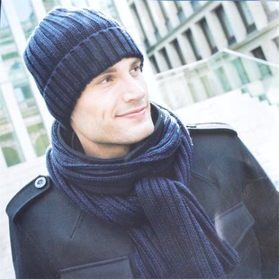 超值特价 冬季男士冰岛毛街头休闲 品牌围巾围脖帽子保暖两件套