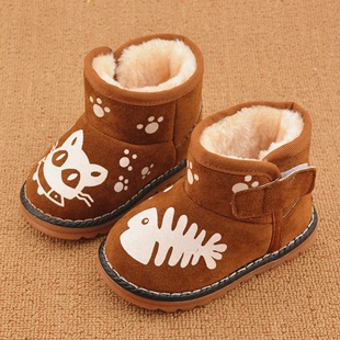 韩版宝宝棉鞋婴幼儿保暖鞋子 男童女童加厚棉绒雪地靴包邮0-4岁
