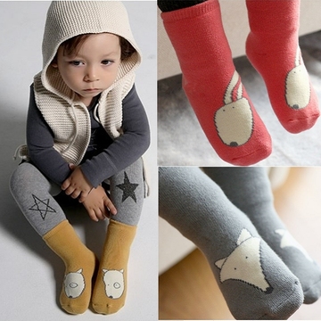 韩国新款冬季超厚儿童棉袜婴儿防滑袜子卡通小中筒毛圈袜地板袜