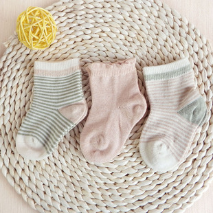 新生儿彩棉袜子婴儿袜男女宝宝保暖舒适松口袜面短袜0-6-12月-8岁