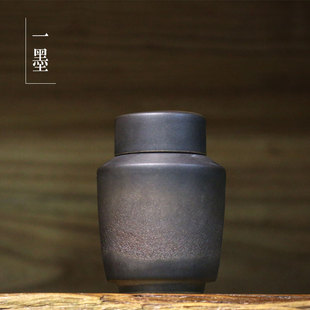 陶瓷 茶叶罐 普洱茶罐 瓷罐 带盖 陶瓷 储物罐  黑陶 日式茶叶罐