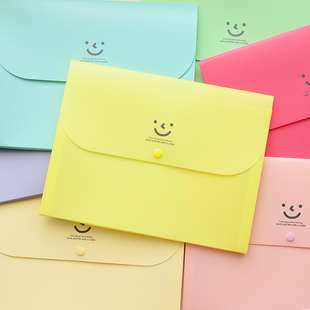 韩国创意 可爱笑脸三入文件夹 糖果色文件收纳夹资料文件包收纳袋