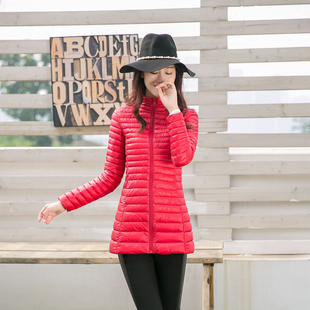 2015冬季新款韩版轻薄羽绒服女中长款大码女装立领修身女士外套潮