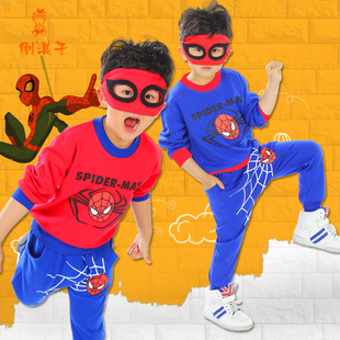2015男小童秋装套装蜘蛛侠童装儿童运动韩版T恤秋款卡通长袖卫衣