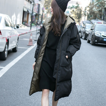 2015冬欧货加厚显瘦韩版宽松棉服中长保暖外套修身显瘦加厚外套