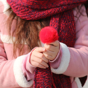 包邮大兔毛球毛线围巾2015新款冬季加厚针织韩版保暖加厚女士围巾