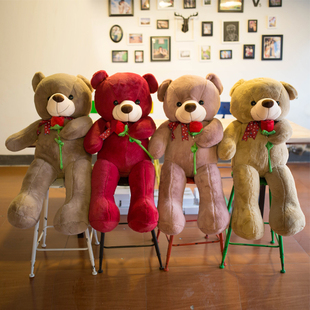 玫瑰熊泰迪熊猫公仔抱枕玩偶大熊毛绒玩具超大号布娃娃生日礼物女