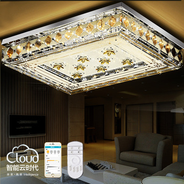 平板低压灯LED客厅灯长方形玻璃卧室灯吸顶灯遥控现代简约水晶灯