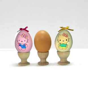 儿童木头制仿真鸡蛋鸭蛋 手绘DIY彩绘涂鸦复活节彩蛋白胚材料道具