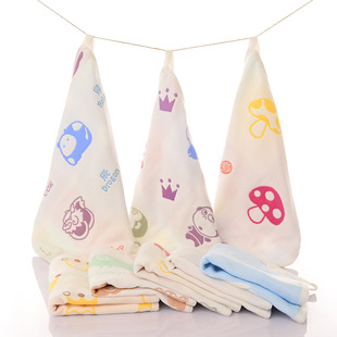纯棉25*25六层纱布蘑菇口水巾喂奶巾婴儿 儿童宝宝方巾小毛巾手帕