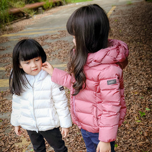 韩版2016新款中小儿童羽绒服轻薄款纯色女童宝宝连帽短款童装外套