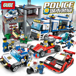 兼容乐高积木拼装城市警察消防局6-10-12岁男孩儿童益智玩具礼物