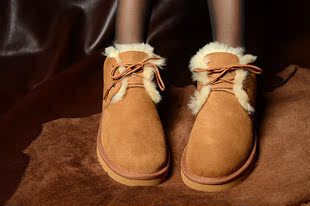 新款低帮低筒羊皮毛一体雪地靴女平底防滑棉鞋保暖鞋面包鞋短靴子