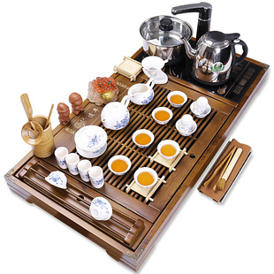 陶瓷紫砂茶杯功夫茶具套装整套四合一电磁炉实木茶盘茶台茶道特价
