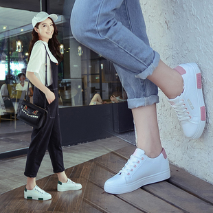2016秋夏季韩版小白鞋运动鞋休闲鞋系带平底白色女单鞋学生板鞋潮