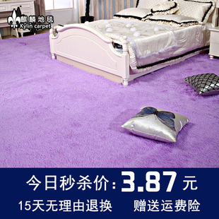 简约现代家用丝毛地毯卧室长方形床边满铺客厅茶几地毯房间可定制