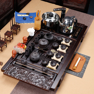 陶瓷茶杯功夫茶具套装茶道 整套四合一体电磁炉实木茶盘茶台特价
