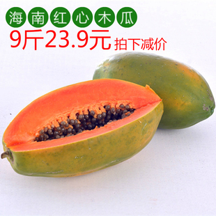 新鲜水果海南红心木瓜青皮木瓜红肉木瓜9斤（4-8个）