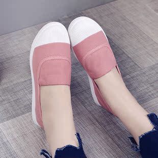 2016秋季韩版学生小白鞋新款单鞋平底鞋帆布鞋一脚蹬休闲鞋女鞋