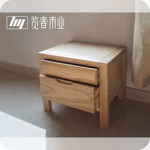 [西厢床头柜]白蜡木实木原创设计榫卯现代中式床头柜丨览春木业
