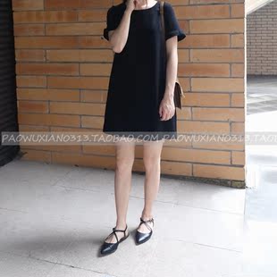 [PAOWUXIAN]2016夏万年时髦的小黑裙宽松显瘦A字连衣裙短裙
