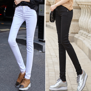女式新款黑色打底裤薄款外穿白色高腰不抽丝弹力秋季小脚裤长裤子