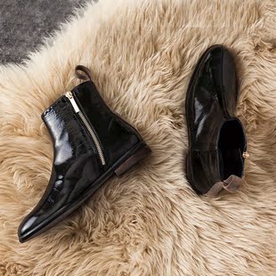 2016新款冬季马丁切尔西靴真皮平底短靴平跟女靴子圆头及裸靴单靴